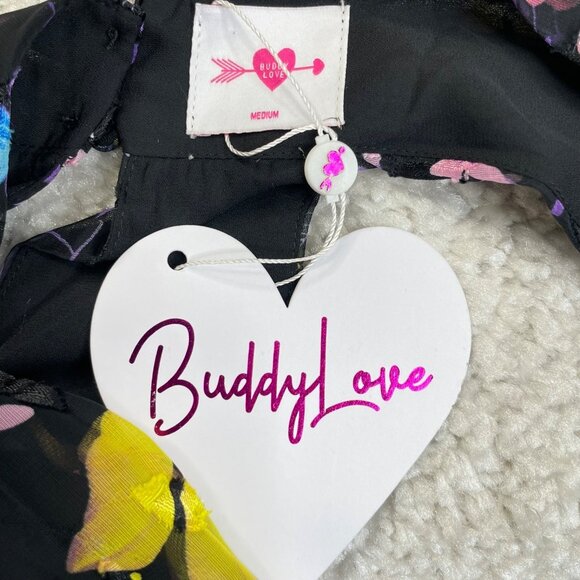 Buddy Love Pepper Enchanted Halter Maxi Dress Lined Black Purple NEW - Picture 5 of 15